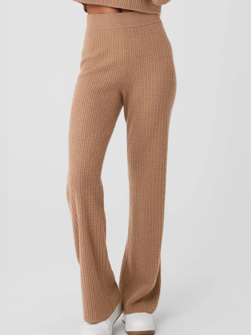 ALO Cashmere High-Waist Plush Waffle Pant In Toasted Almond Size XS/S